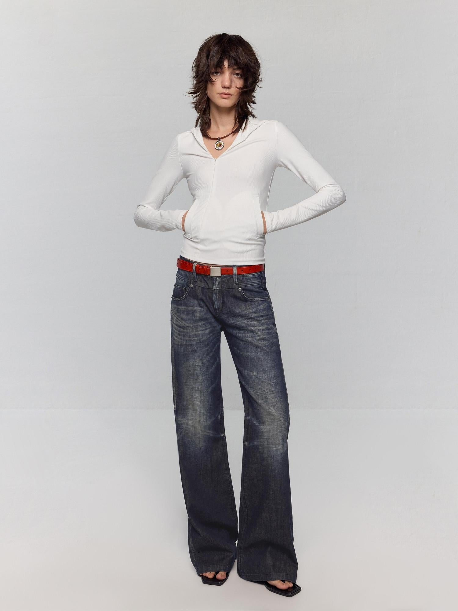 RUN TO THE FUTURE Moisture Wicking Vintage Commuter Slim Hooded White Women Long Sleeve T-Shirts