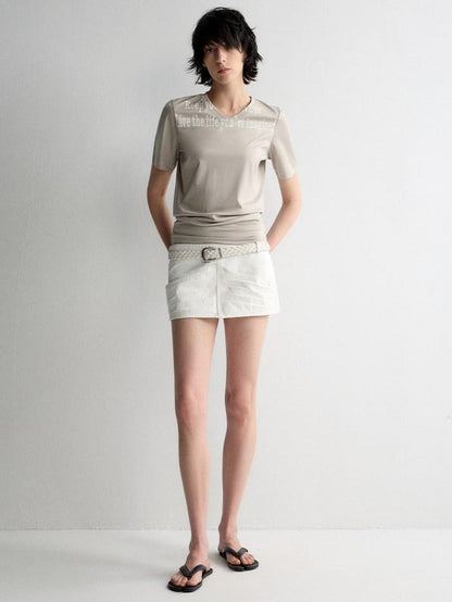 RUN TO THE FUTURE Washed Cotton Denim Pocket Minimalist A Line Low Waist Mini Skirts