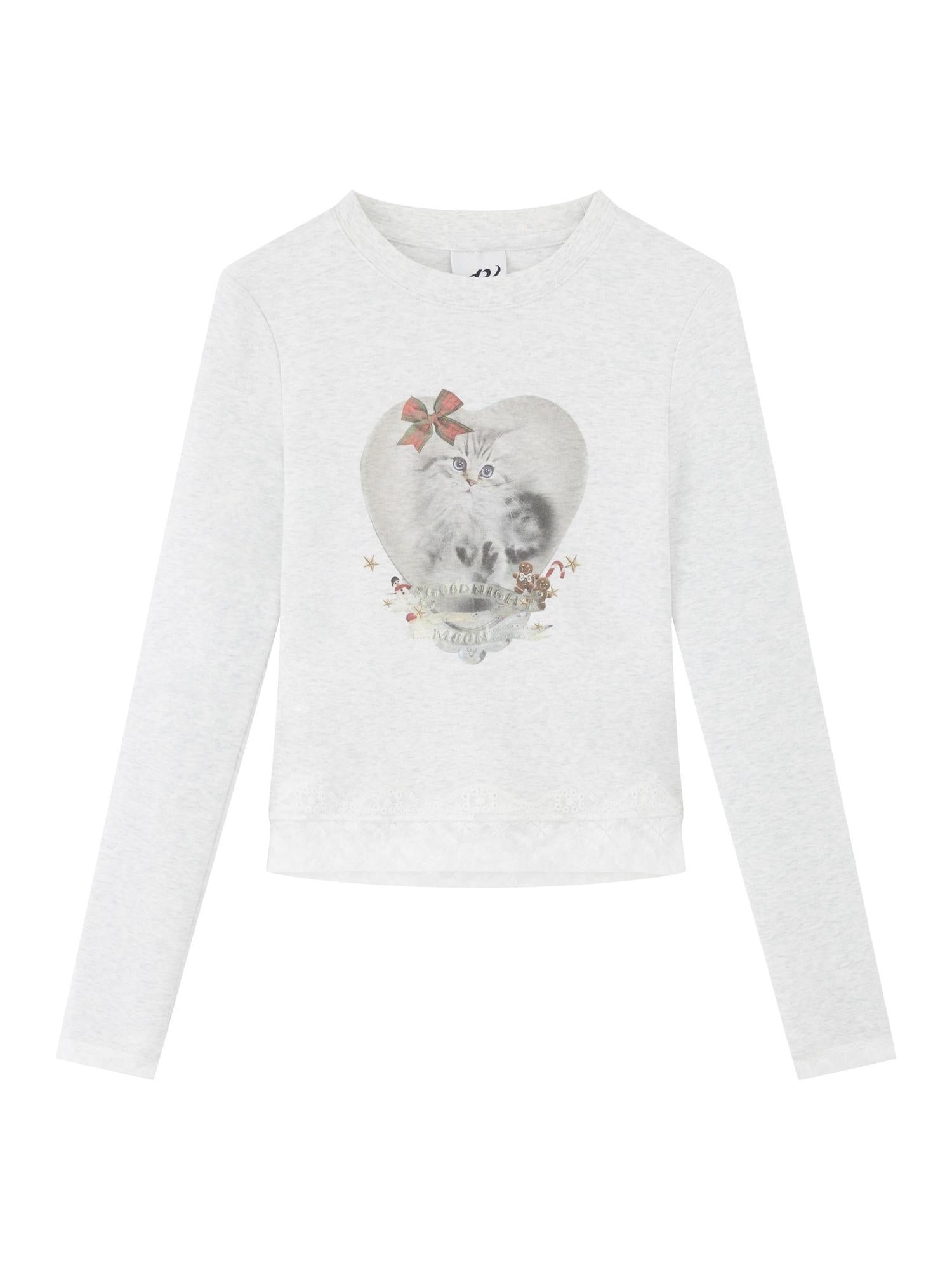 RUN TO THE FUTURE Stretch Cotton Slim Vintage Commuter Printed Lace Long Sleeve Women Crop Tops