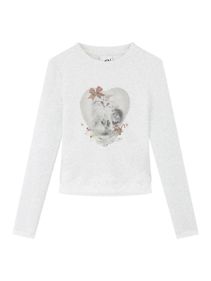 RUN TO THE FUTURE Stretch Cotton Slim Vintage Commuter Printed Lace Long Sleeve Women Crop Tops
