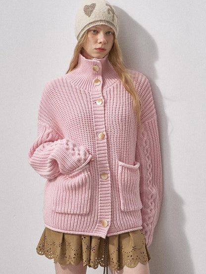 DIDDI MODA Sakura Pink Chunky Cable Knit Women&