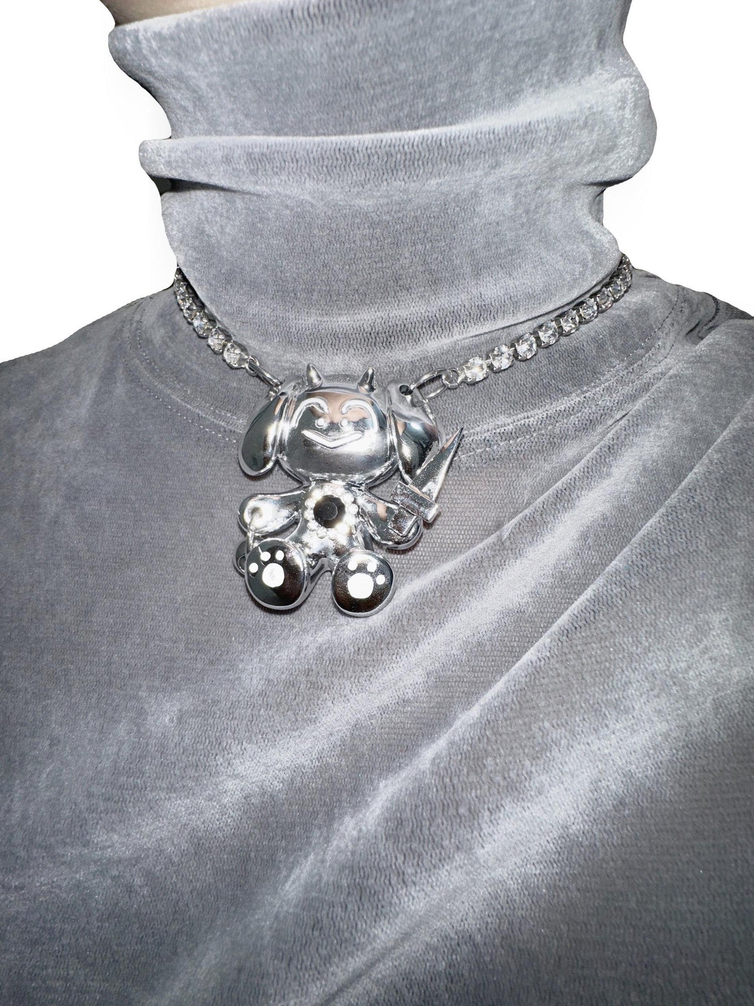 takeabreak Cat And Dog Spy Silver Plated Diamond Inlay Women&