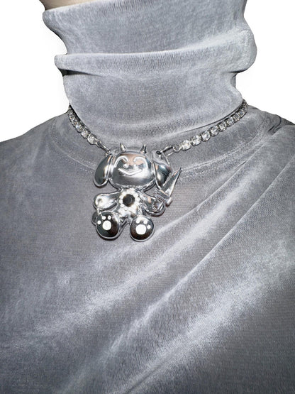 takeabreak Cat And Dog Spy Silver Plated Diamond Inlay Women&
