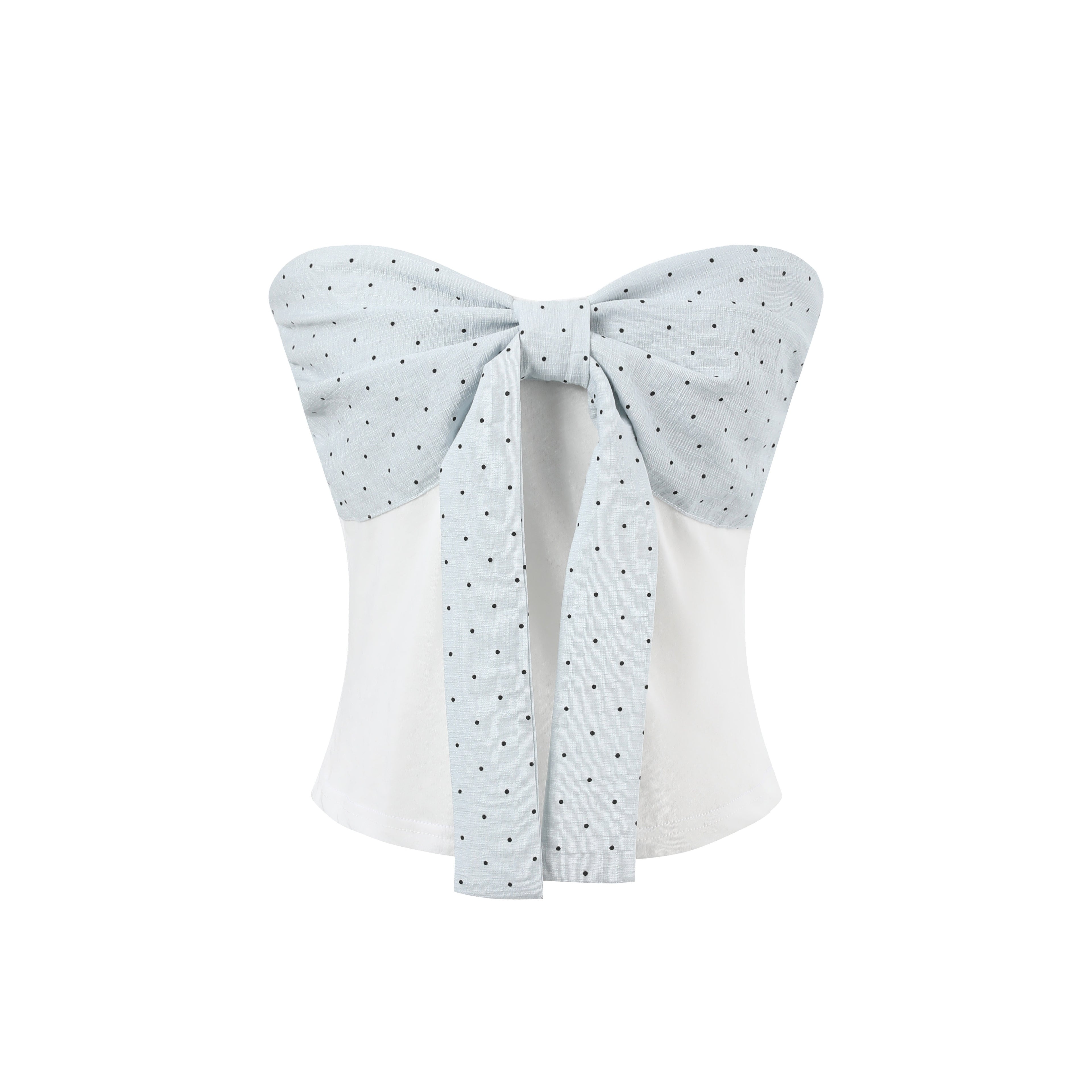 7Shiftin Polka Dot Bow Cropped Three Piece High Waist Sleeveless Women Top &amp; Pants Sets