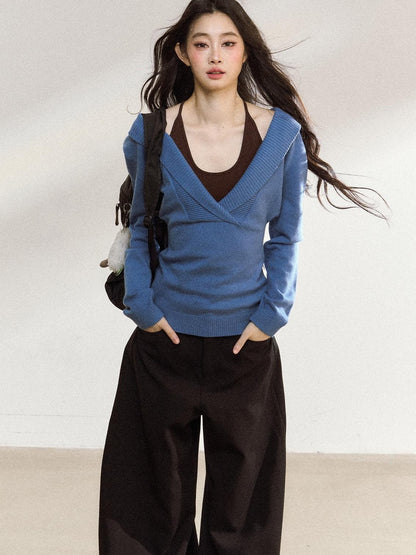 7Shiftin Soft Modal Acrylic Blend Casual V-neck Pullover Long Sleeve Women Knit Sweaters