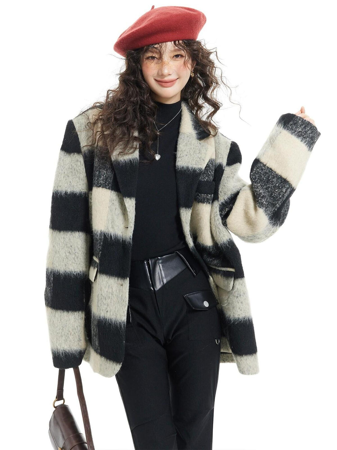 7Shiftin Padded Plaid Stand Collar Korean Commuter Straight Fit Short Coat