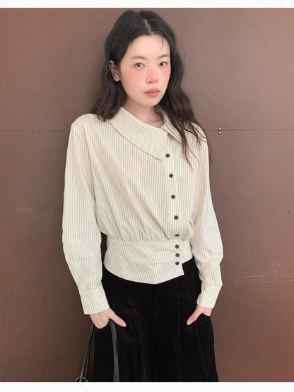 Dorydory Striped Asymmetric Cropped Slim Waist Women&
