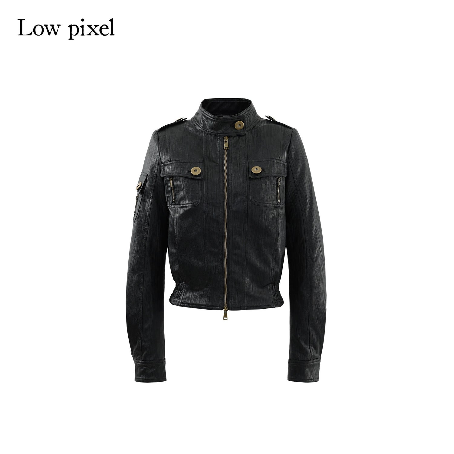 Low_pixel_Insulated_Waist_Cinch_Workwear_Multipocket_Lapel_Zip_Black_Women_Leather_Jackets_MISSTT