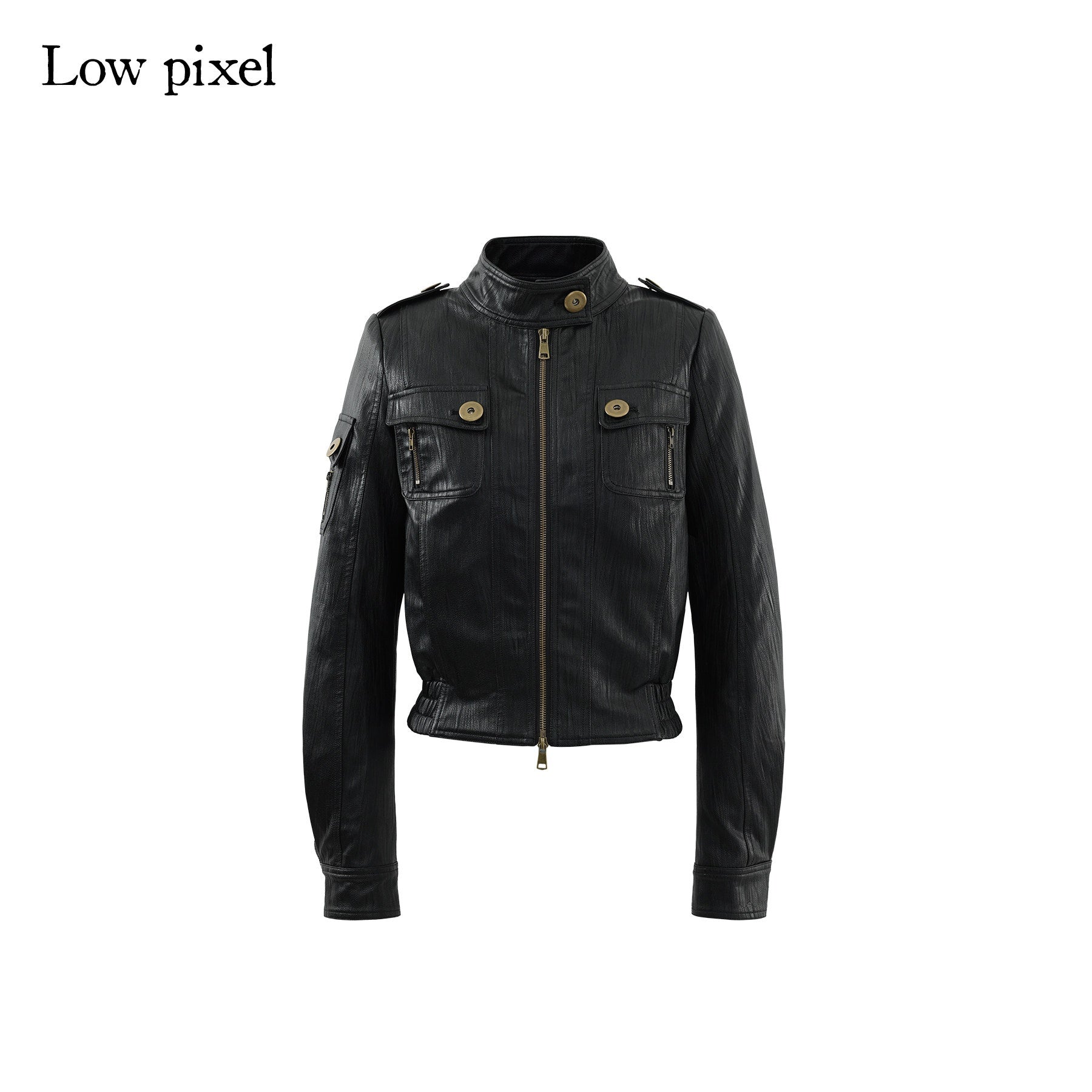 Low_pixel_Insulated_Waist_Cinch_Workwear_Multipocket_Lapel_Zip_Black_Women_Leather_Jackets_MISSTT