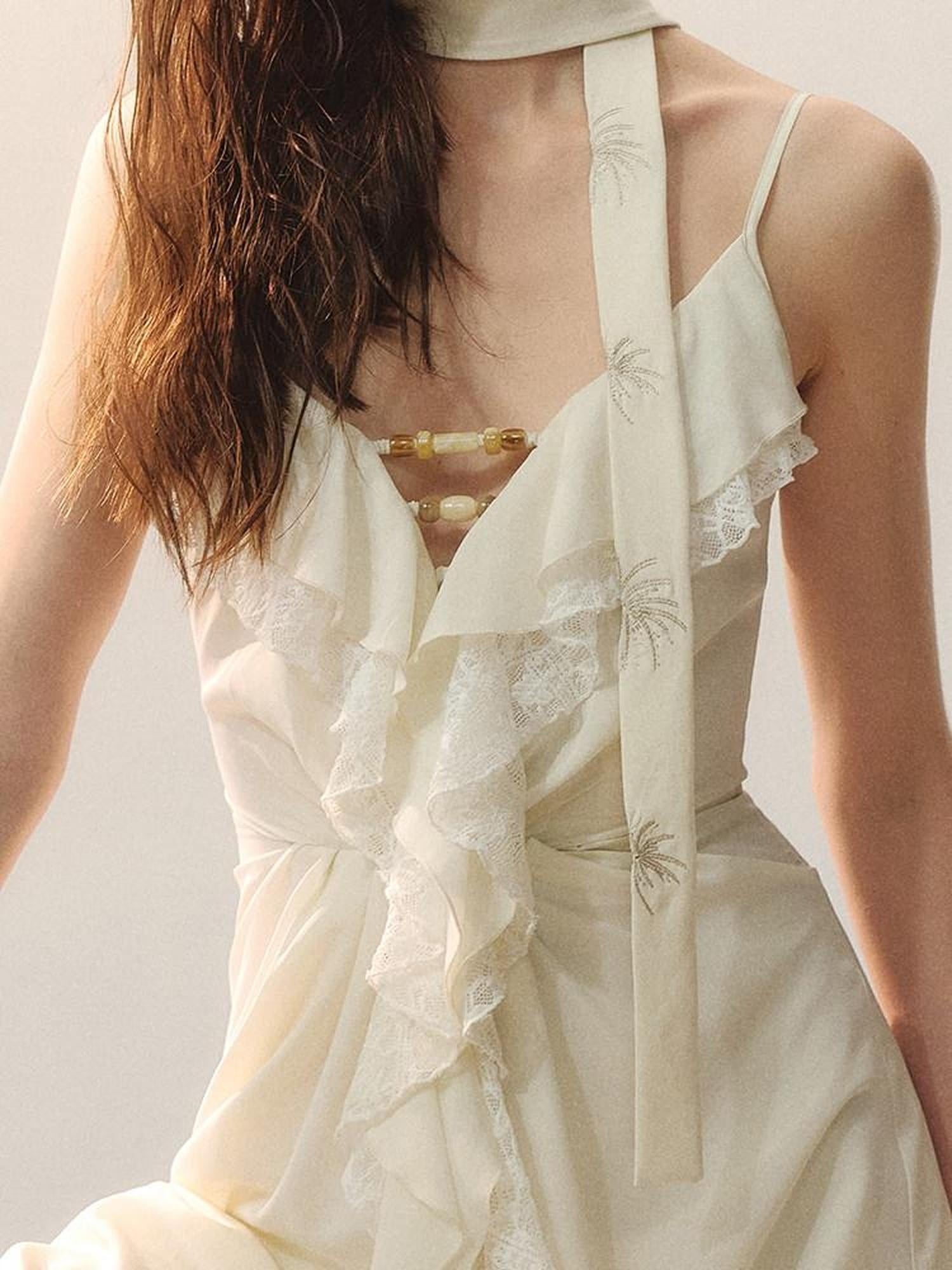 AnnoMundi Lace Cami Casual Shirt Dress Sleeveless City Women Polyester Slip Maxi Dresses