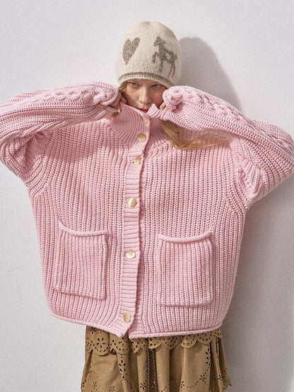 DIDDI MODA Sakura Pink Chunky Cable Knit Women&