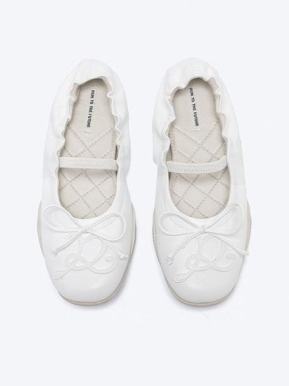 RUN TO THE FUTURE Cushioned Lambskin Casual Round Toe Microfiber Upper Rubber Sole Flats
