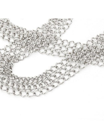 JYOSEI Silver Engraved Hollow Letter Chain Double Ring Women&