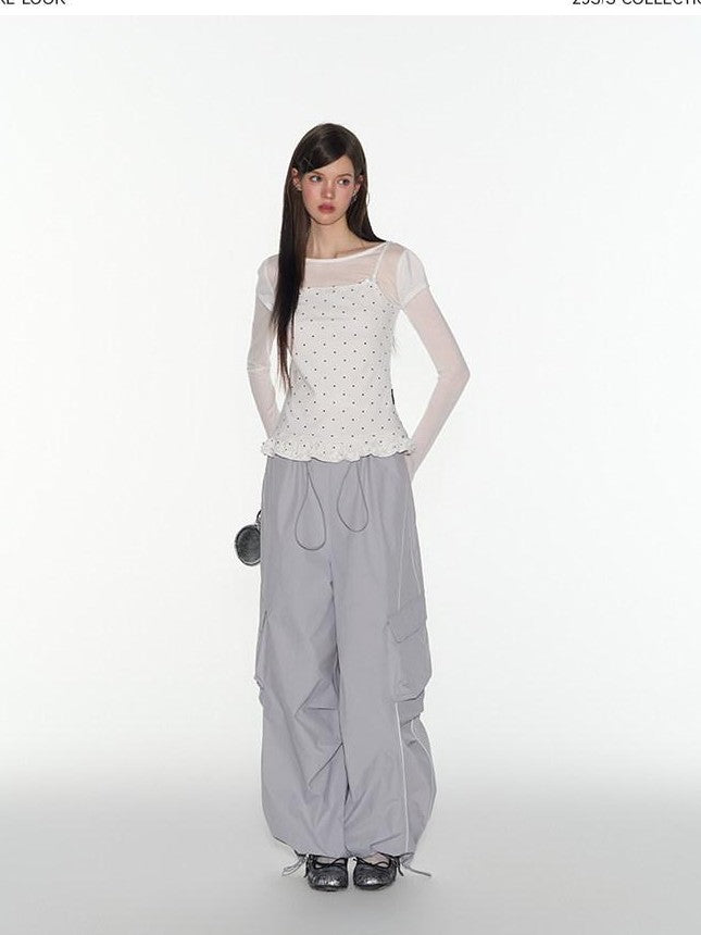 NAPSNAPS Ruffled Sheer Cutout Slim Women&