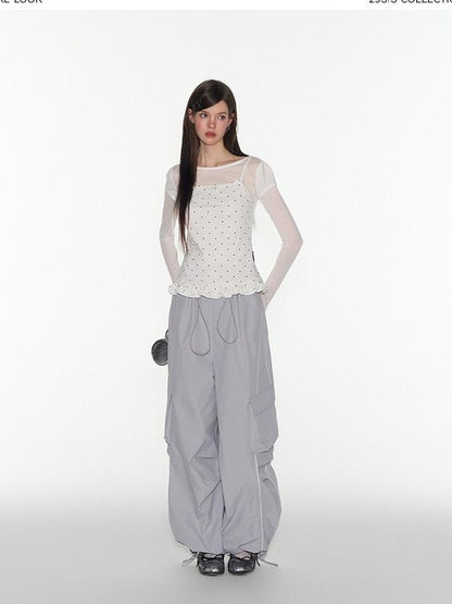 NAPSNAPS Ruffled Sheer Cutout Slim Women&