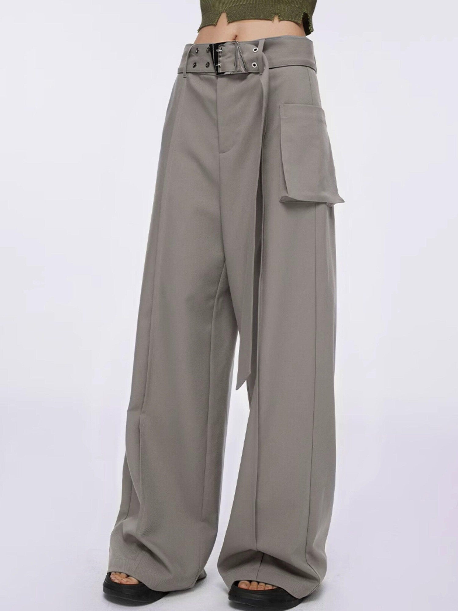DKZ OFFICIAL Drapey Asymmetrical High Waist Pocket Women&