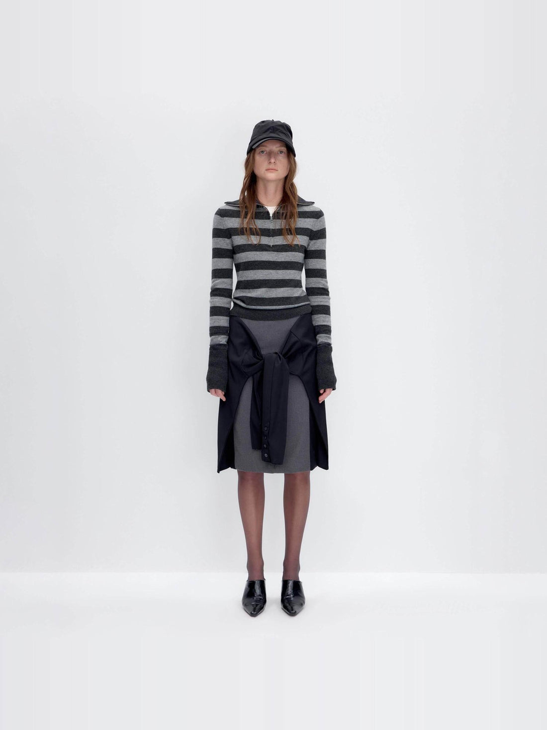 RUN TO THE FUTURE Polyester Blend Lined Pockets Vintage A Line Low Waist Women Casual Midi Skirts