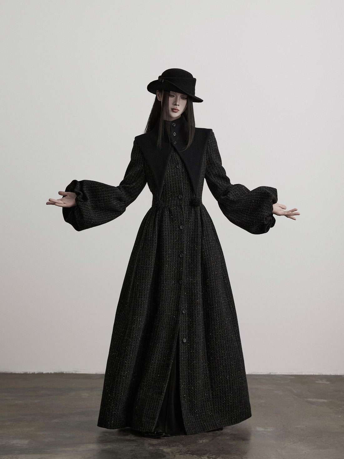 INDULGE Slim Casual Tailored Viscose Wool Blend Plaid High Waist Women Daily Long Coats