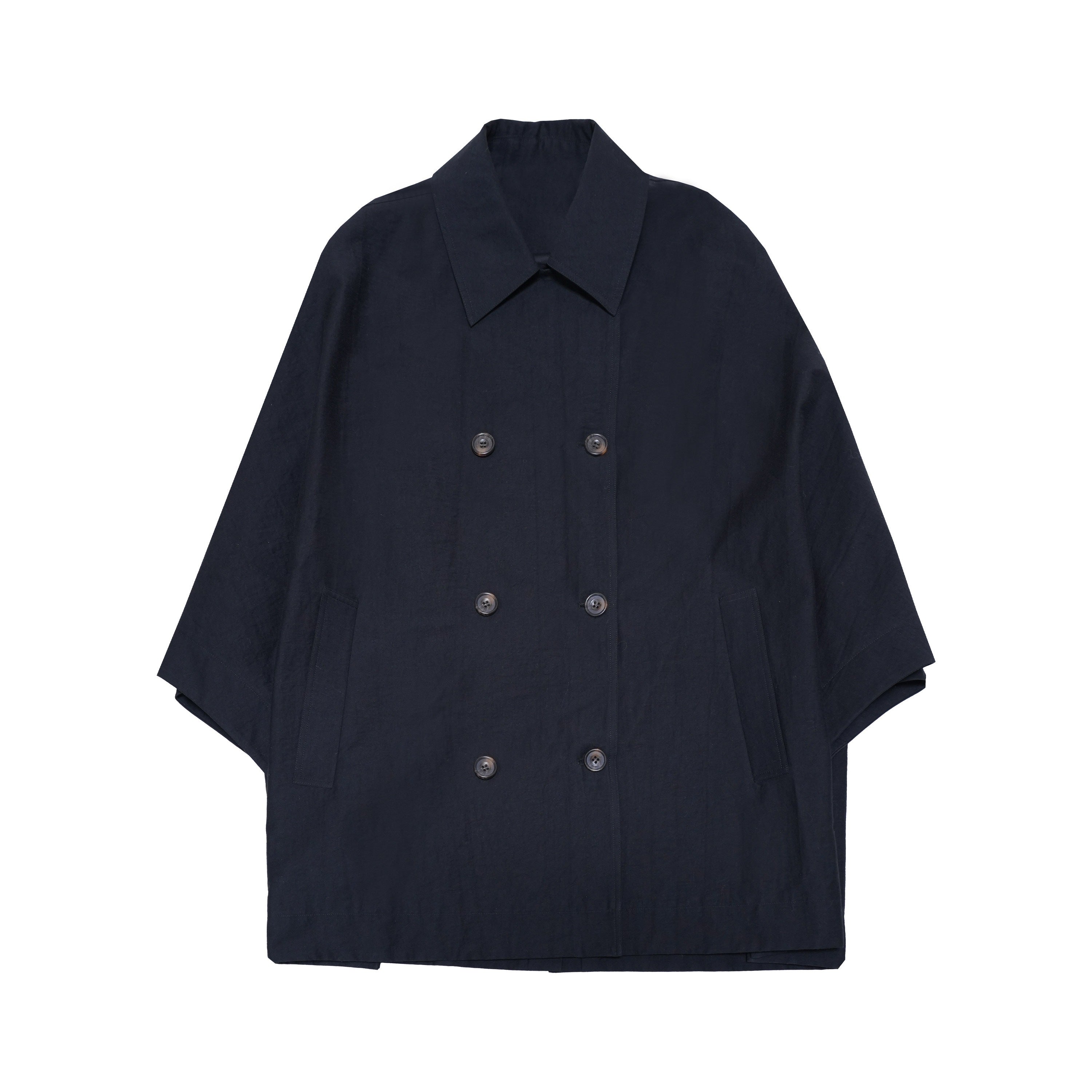 Northbutsouth_Light_Sheen_Crinkle_Double_Breasted_Batwing_Women&