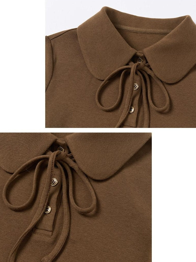 OuttheBlue Viscose Wool Stretch Slim Fit Henley Neck Women Cocoa Long Sleeve T-Shirts