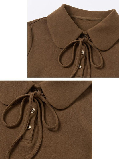 OuttheBlue Viscose Wool Stretch Slim Fit Henley Neck Women Cocoa Long Sleeve T-Shirts