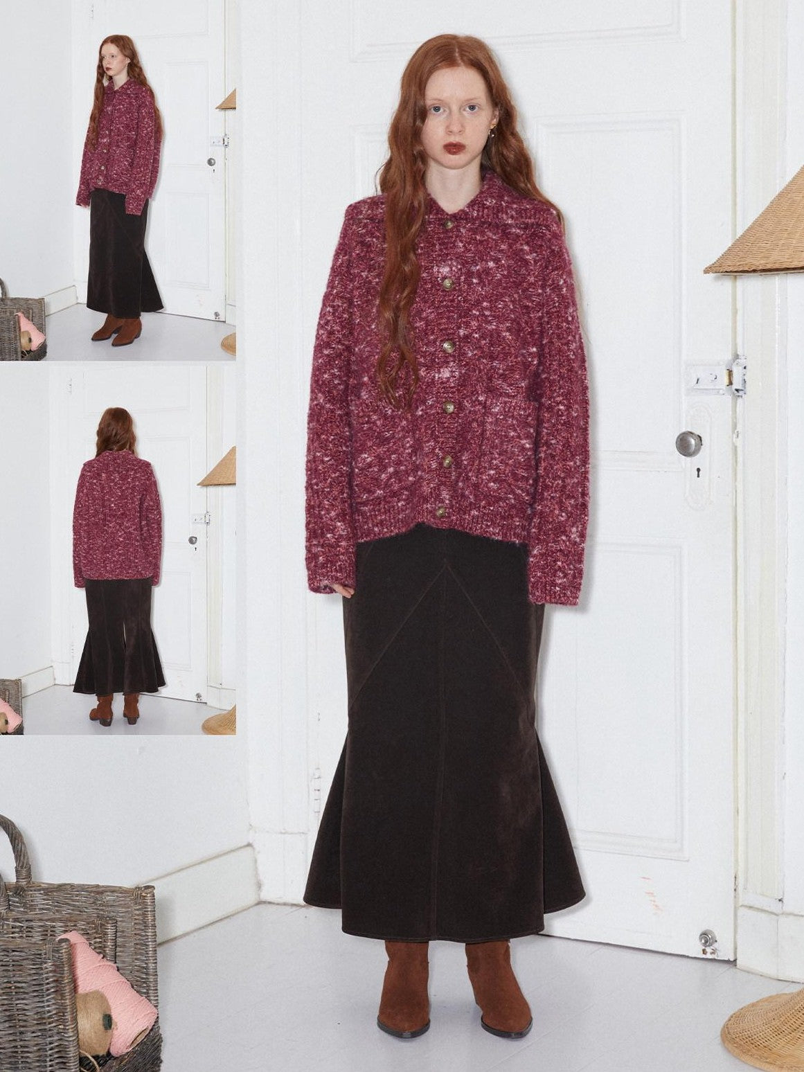 Dorydory Raspberry Red Heavily Crafted Thick Outerwear Women&