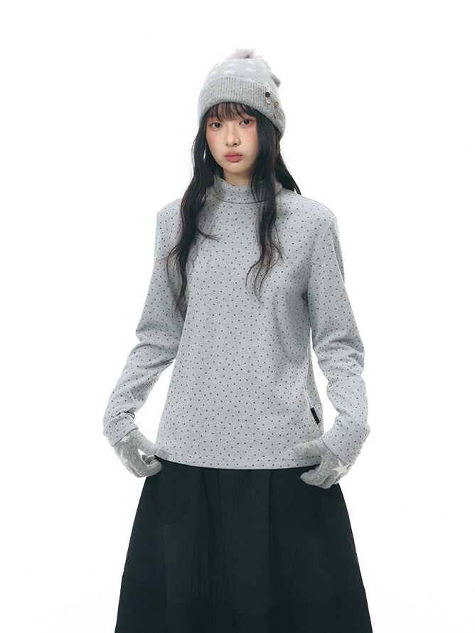 NAPSNAPS Star Print Brushed Fleece High Neck Women&