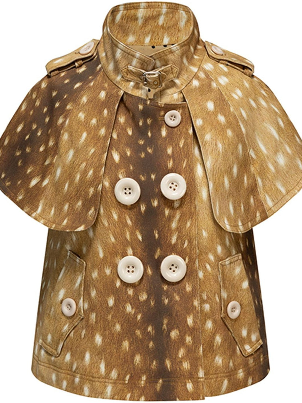 nit alcove Windproof Cotton Stretch Cute Cropped Doublebreasted Unisex Polka Dot Blouses