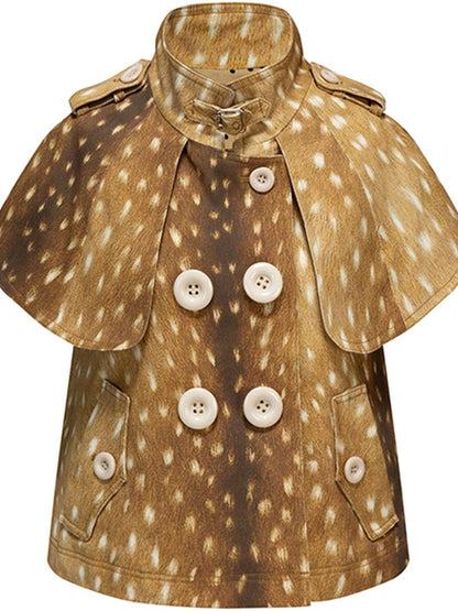 nit alcove Windproof Cotton Stretch Cute Cropped Doublebreasted Unisex Polka Dot Blouses