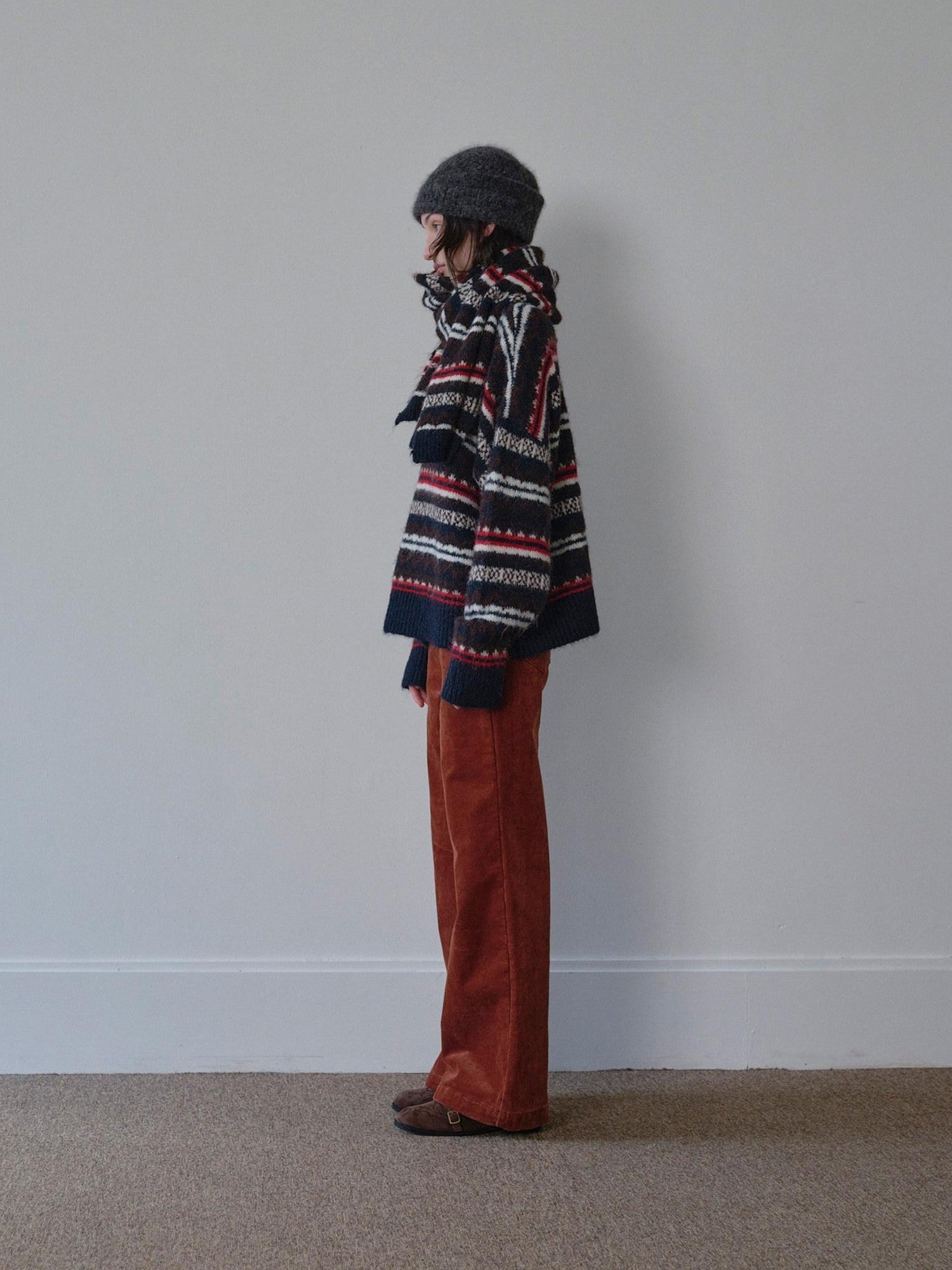 DKZ OFFICIAL Corduroy Orange Solid Pocket Button Women&