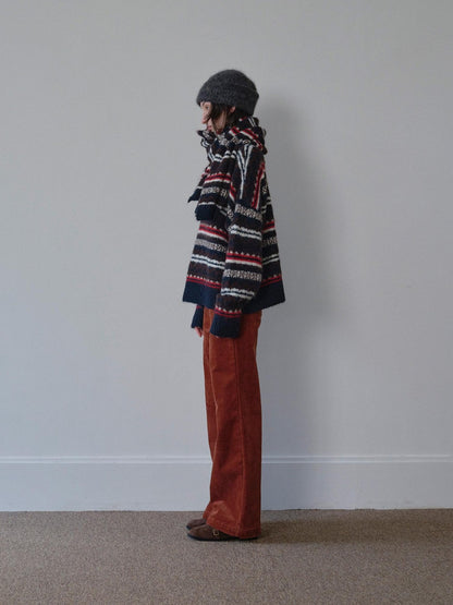 DKZ OFFICIAL Corduroy Orange Solid Pocket Button Women&