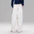 The NeverMore Cotton Blend Vintage Curved Cut Natural Waist Women White Wide Leg Pants