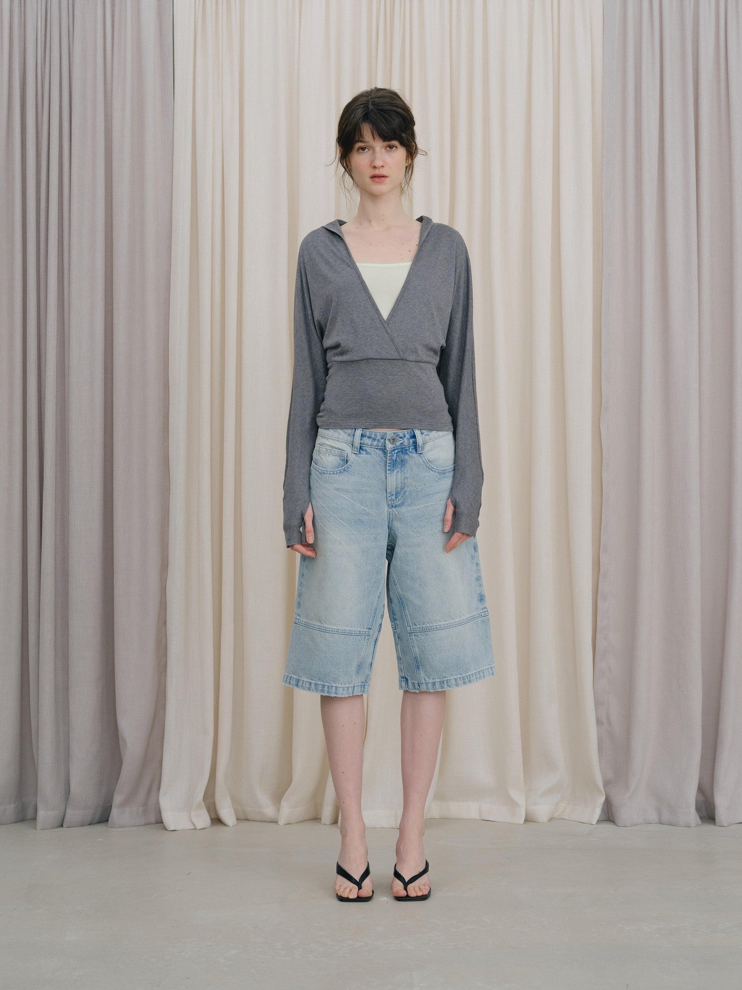 DKZ OFFICIAL Gray Colorblock Batwing Sleeve Women&