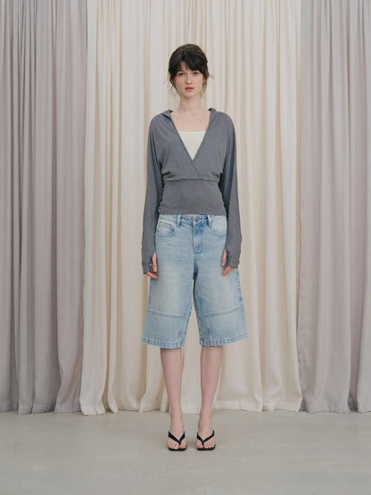 DKZ OFFICIAL Gray Colorblock Batwing Sleeve Women&