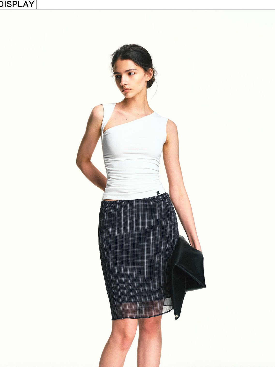 kvkv White Asymmetric Square Neck Ruched Slim Women&