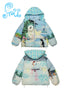 Frufru Gulu Winter Blue Snowman Print White Duck Down Jacket