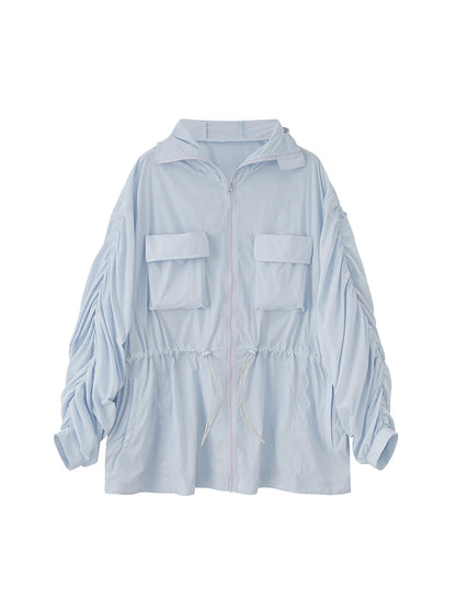 DIDDI MODA Long Loose Sunproof Coat With Pockets Waistband