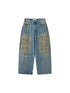 DIDDI MODA Vintage Washed Distressed Wide Leg Jeans