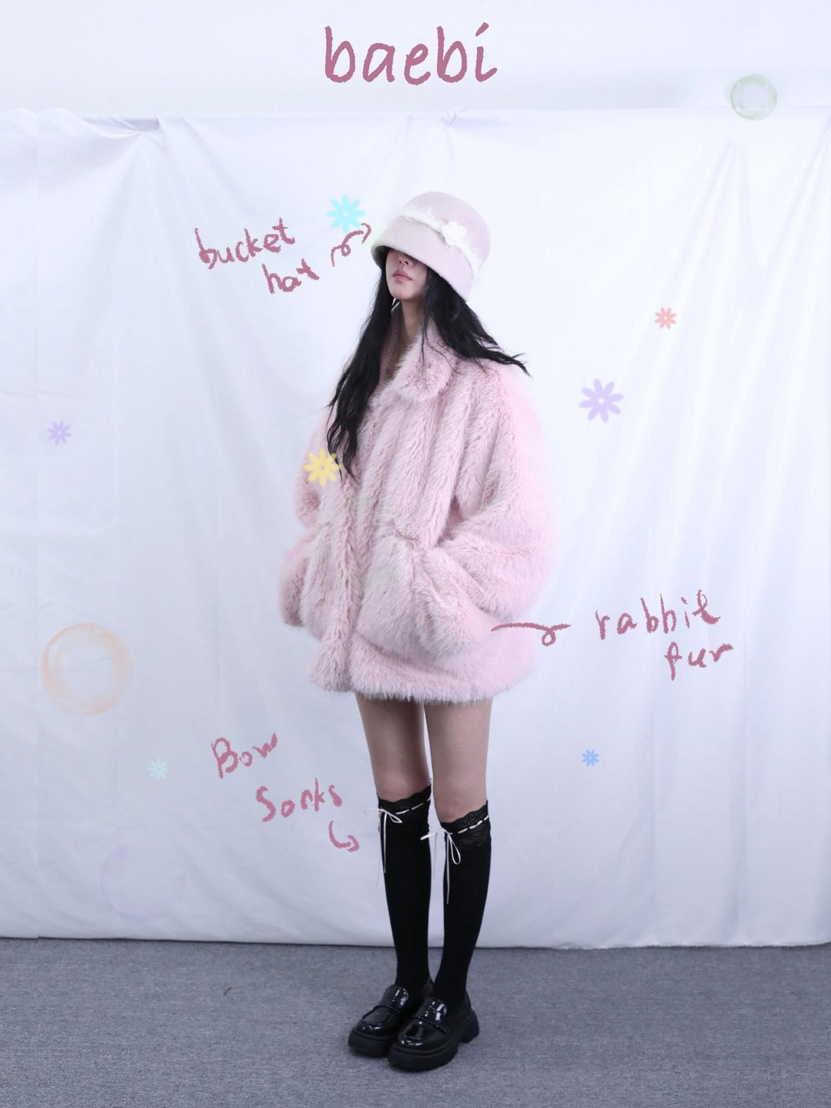 bae bi Blush Pink Oversized Mid Length Sweet Women&