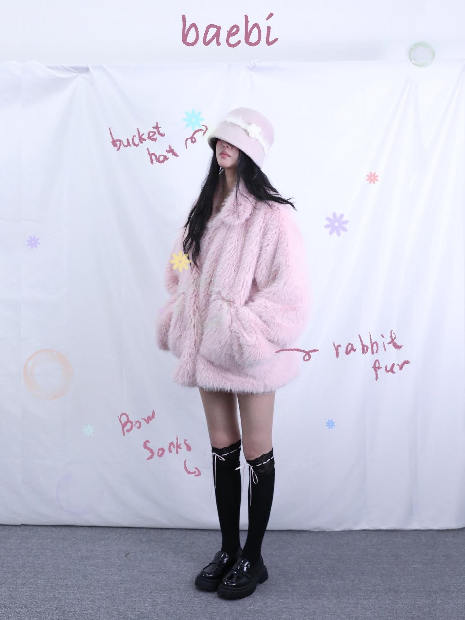 bae bi Blush Pink Oversized Mid Length Sweet Women&