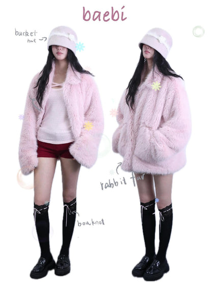 bae bi Blush Pink Oversized Mid Length Sweet Women&