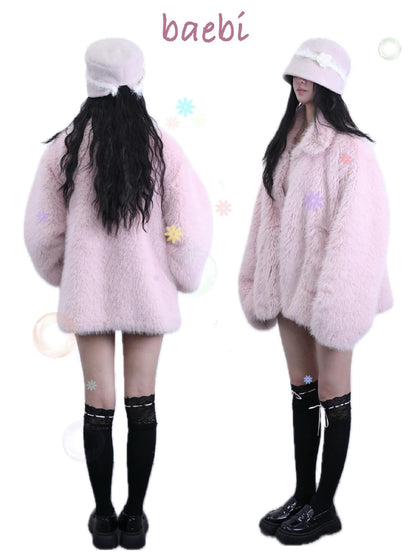 bae bi Blush Pink Oversized Mid Length Sweet Women&