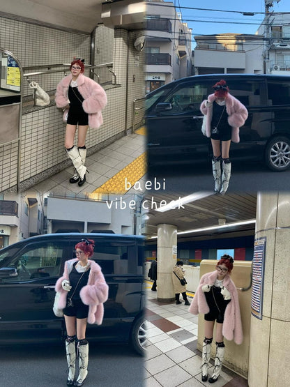 bae bi Blush Pink Oversized Mid Length Sweet Women&