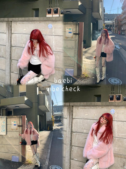 bae bi Blush Pink Oversized Mid Length Sweet Women&