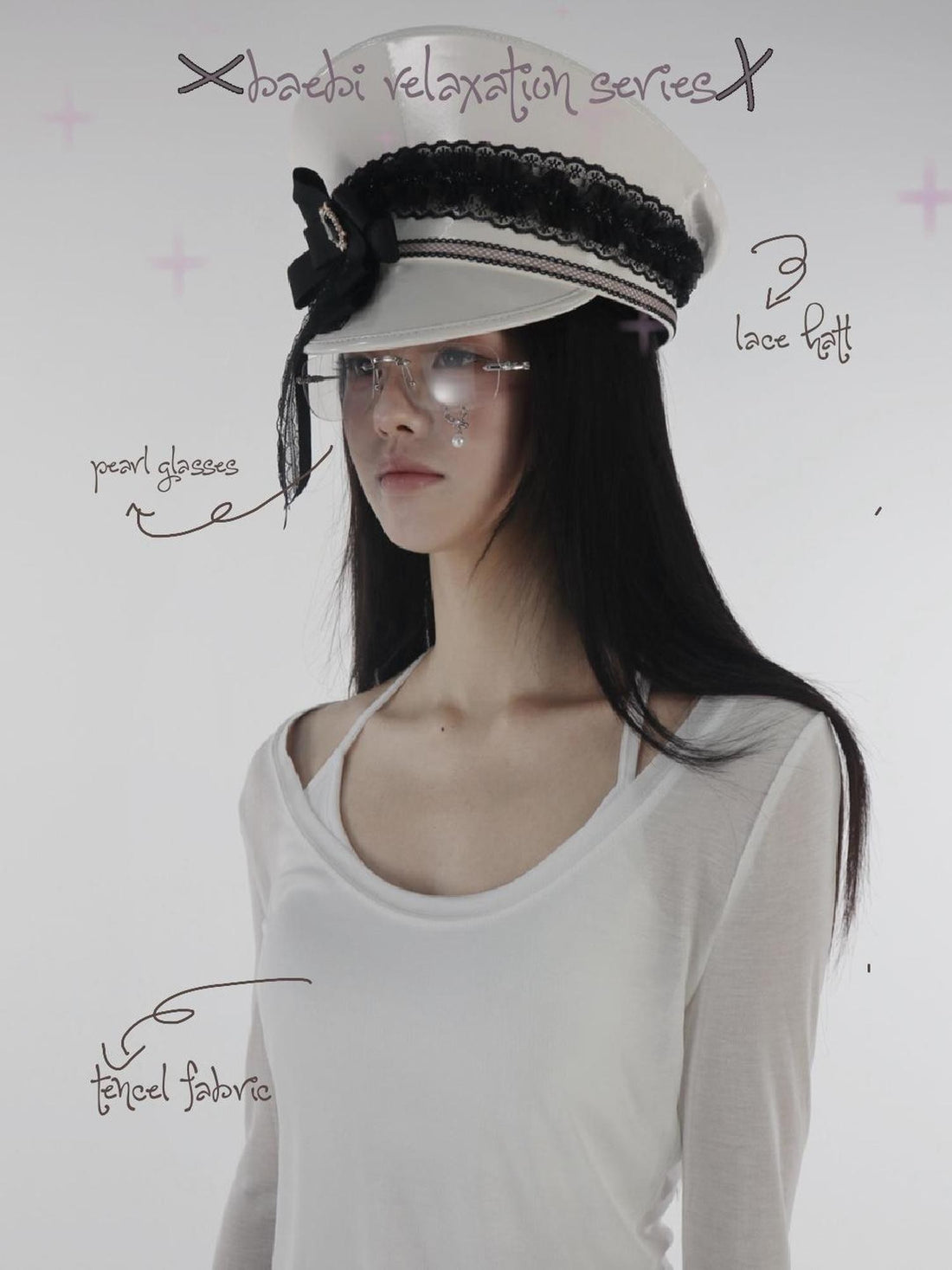 bae bi Butterfly Bow Print Low Round Neck Slim Fit Women&