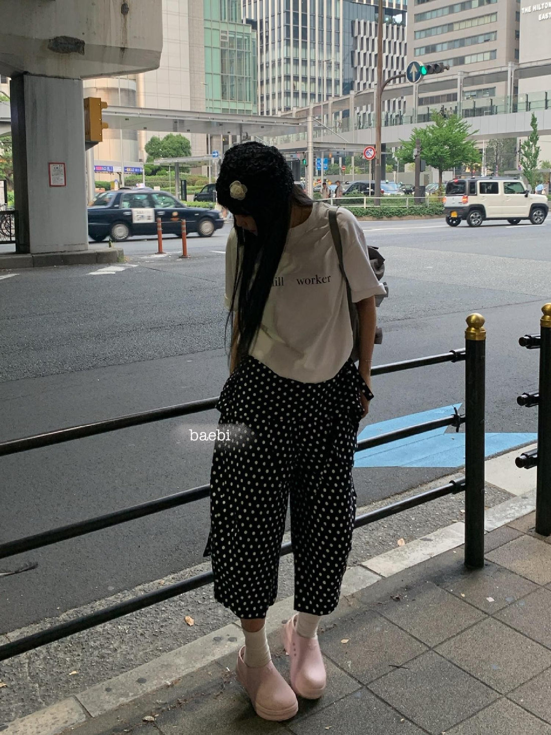 bae bi Creative Letter Print Loose Fit Round Neck Women&