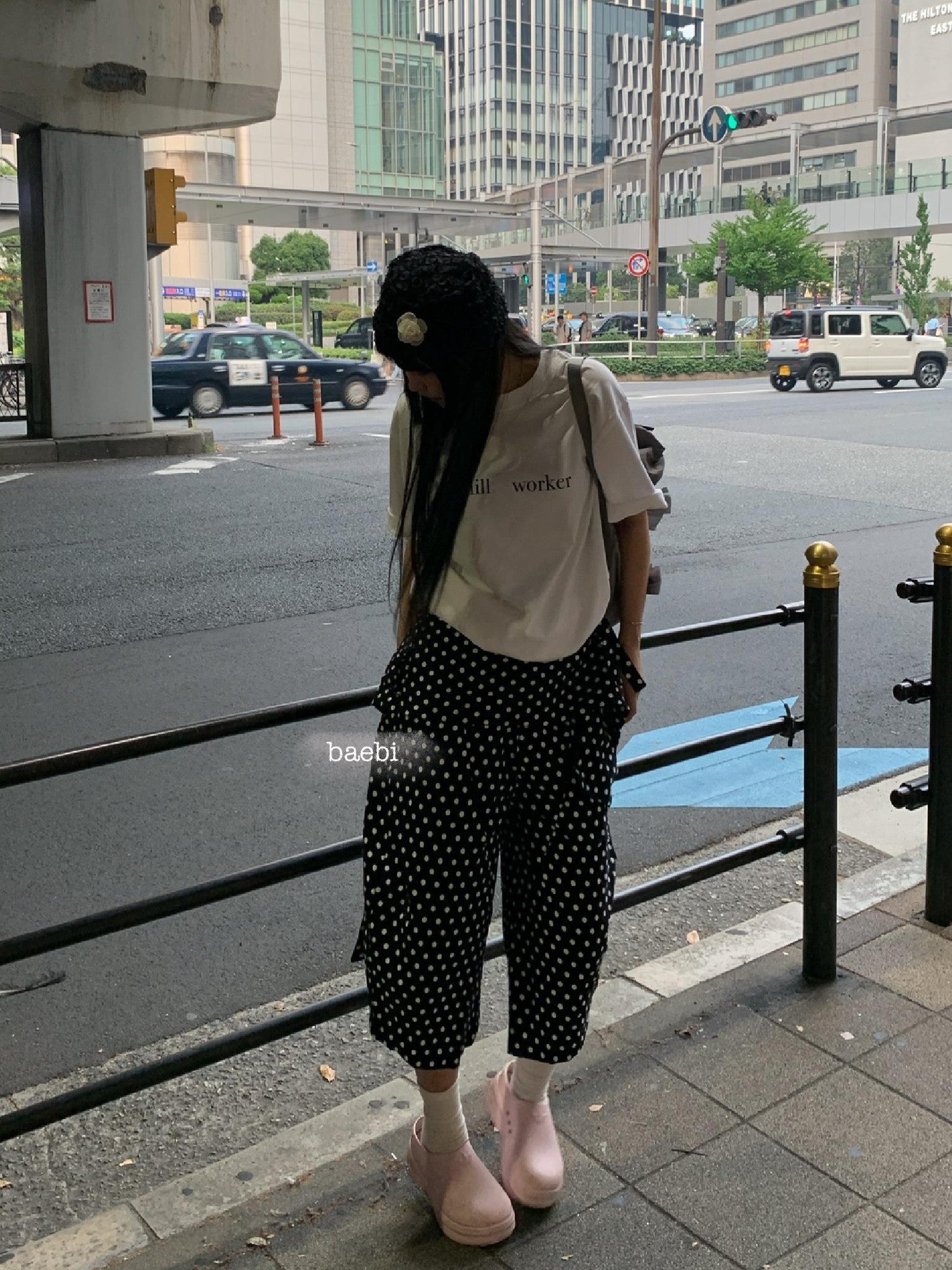 bae bi Creative Letter Print Loose Fit Round Neck Women&