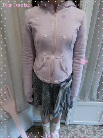 bae bi Cute Embroidered Star Rabbit Applique Slim Women&