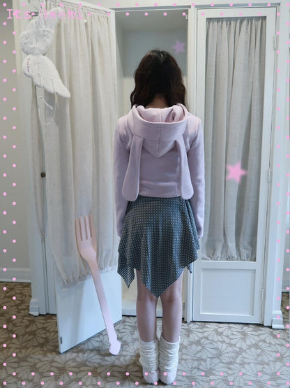 bae bi Cute Embroidered Star Rabbit Applique Slim Women&