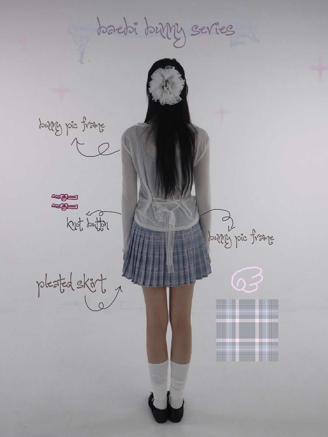 bae bi Dense Twill Plaid Frog Button High Waist Women&